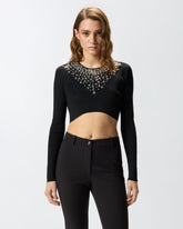 Maglia con paillettes e cristalli -  | Pinko