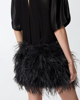 Abito da sera in raso lucido con piume -  | Pinko