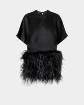 Abito da sera in raso lucido con piume -  | Pinko