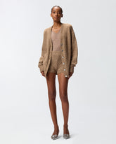 Cardigan in tessuto bouclé con strass -  | Pinko