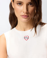 T-shirt smanicata ricamo cuore -  | Pinko