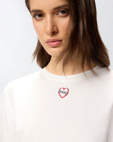 T-shirt lunga oversize con stampa e ricamo -  | Pinko