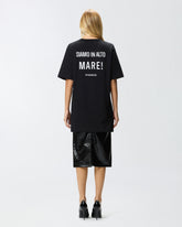 Camiseta larga holgada con estampado y bordado -  | Pinko