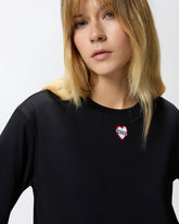 Camiseta larga holgada con estampado y bordado -  | Pinko