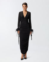 Abito con drappeggio e scollo a V -  | Pinko