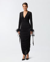 Abito con drappeggio e scollo a V -  | Pinko