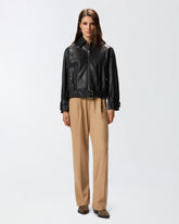 Giubbino in pelle bubble con ricami -  | Pinko