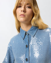 Overshirt in denim full paillettes -  | Pinko