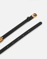 Cintura sottile in pelle con anellini logati 1,2 cm -  | Pinko