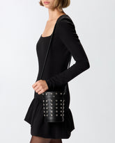 Borsa a secchiello piccola in pelle con strass -  | Pinko