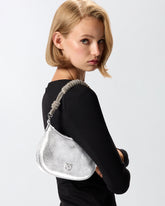 Borsa a mano baby Half Moon in pelle laminata con strass -  | Pinko