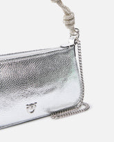Borsa a mano piccola Mini Half Moon in pelle laminata con strass -  | Pinko