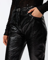 Pantaloni effetto vernice con cintura -  | Pinko