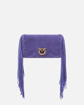 Pochette a tracolla piccola Love Bag Click Soft Horizontal Mini in suede con frange -  | Pinko