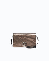 Pochette a tracolla piccola Love Bag Click Soft Horizontal in pelle laminata stampa snake -  | Pinko