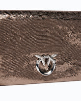 Petite pochette à bandoulière Love Bag Click Soft Horizontal en cuir lamé embossé serpent -  | Pinko