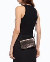 Petite pochette à bandoulière Love Bag Click Soft Horizontal en cuir lamé embossé serpent -  | Pinko