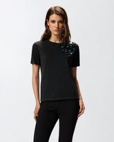 T-shirt con fiori gioiello -  | Pinko