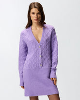 Knit mini dress with cable stitch and jewel buttons -  | Pinko