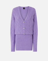 Vestito corto in maglia a trecce con bottoni gioiello -  | Pinko