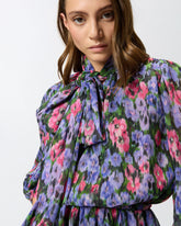 Abito corto a fiori con fusciacca -  | Pinko