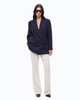 Double-breasted jersey flannel blazer - Blue | Pinko
