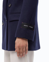 Double-breasted jersey flannel blazer - Blue | Pinko