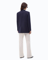 Double-breasted jersey flannel blazer - Blue | Pinko