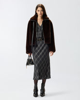 Vestito lungo a quadri con pizzo -  | Pinko