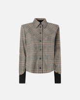 Camicia a quadri con polsini in maglia -  | Pinko