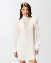 Vestito corto a collo alto in georgette -  | Pinko