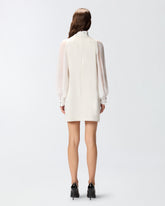 Vestito corto a collo alto in georgette -  | Pinko