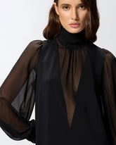 Vestito corto a collo alto in georgette -  | Pinko