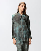 Camicia con stampa trompe-l'œil e collo a fusciacca -  | Pinko