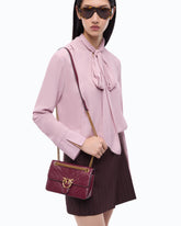 Mini Love Bag One Light small handbag in chevron leather - Bordeaux | Pinko