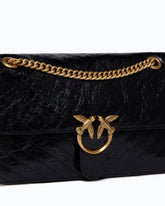 Sac bandoulière moyen Love One Light en cuir brillant - Noir | Pinko