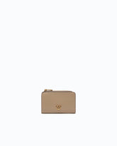 Portafoglio mini in pelle con Love Birds - Beige | Pinko