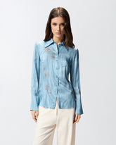 Camisa fluida con estampado aplicado de joyas -  | Pinko