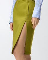 Slim-fitting calf-length skirt with slit -  | Pinko