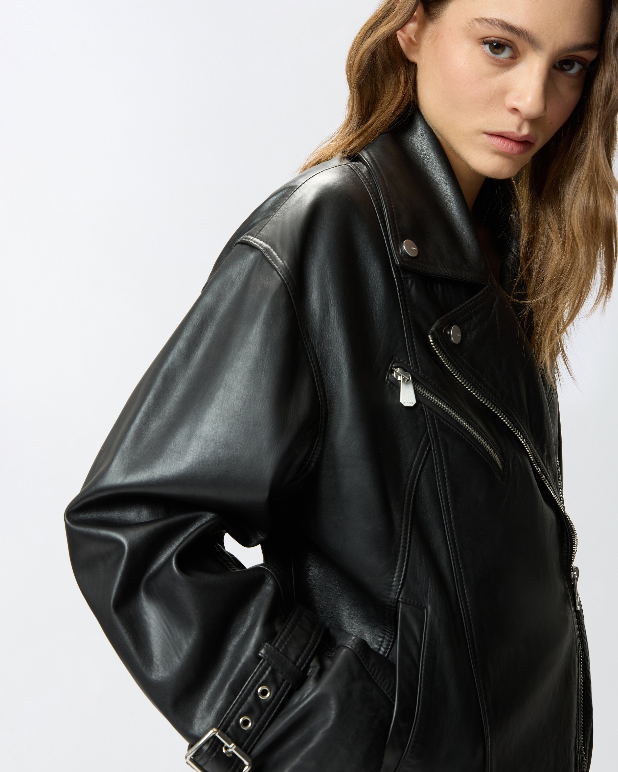 Leather biker jacket | Pinko