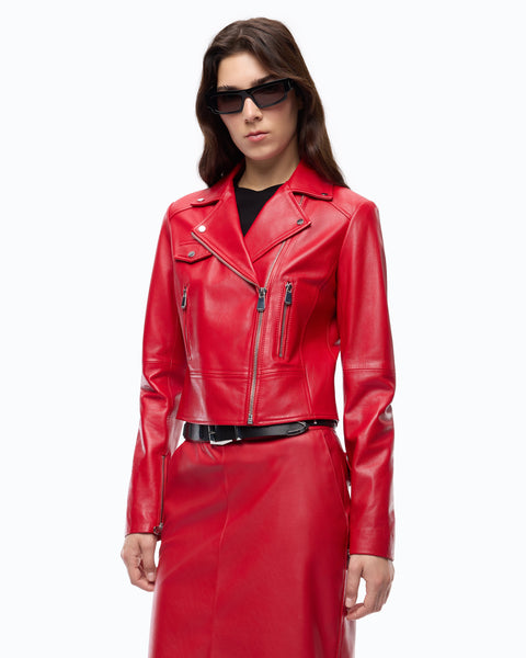 Giacca biker stile chiodo in nappa