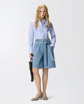 Shorts in denim con occhielli e cintura -  | Pinko