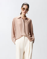Camicia in georgette con strass - Tortora | Pinko