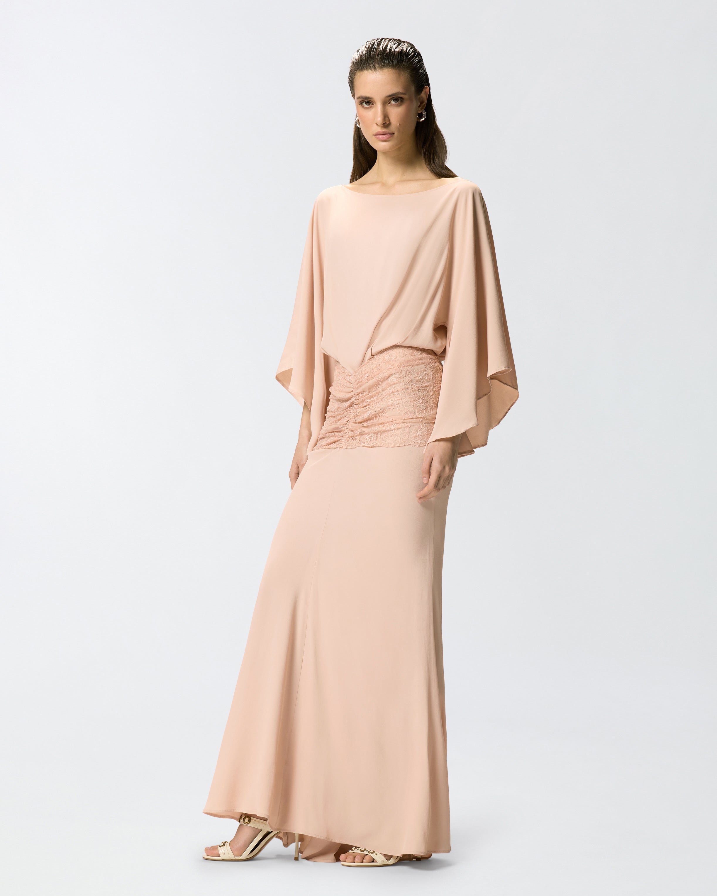 pinko dresses Dress Black loose neckline with draping at the front and back Long dress with draping and