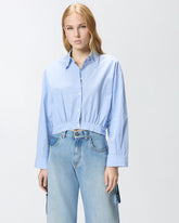 Camicia cropped a righe con colletto gioiello -  | Pinko