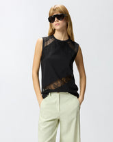 Top smanicato con dettagli in pizzo -  | Pinko