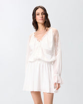 Abito corto con maniche lunghe e dettagli in pizzo -  | Pinko