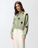 Sweatshirt with jewel flowers -  | Pinko