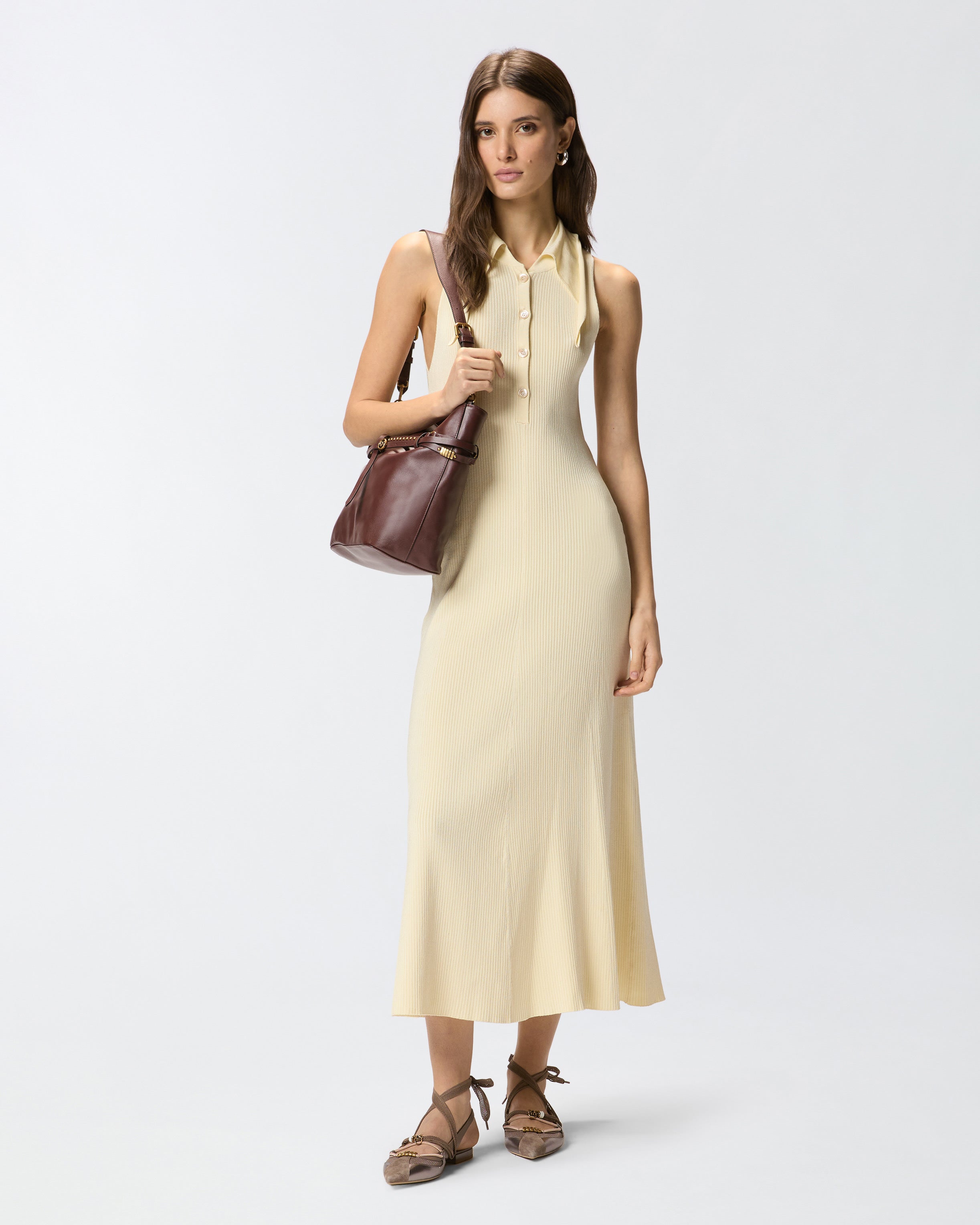 Long ribbed dress with bandana collar | Pinko Long ribbed dress with bandana collar | Pinko