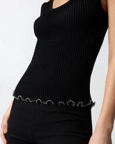 Ribbed vest top with logo -  | Pinko